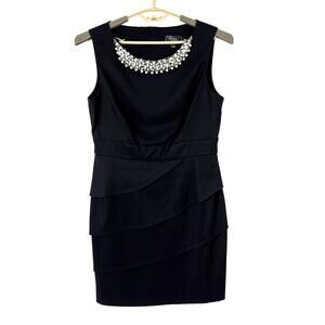 Dressbarn Collection Black Sheath Dress 14 Audrey old money career office